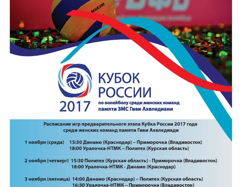 Расписание игр предварительного этапа Кубка России 2017 года  среди женских команд памяти Гиви Ахвледиади